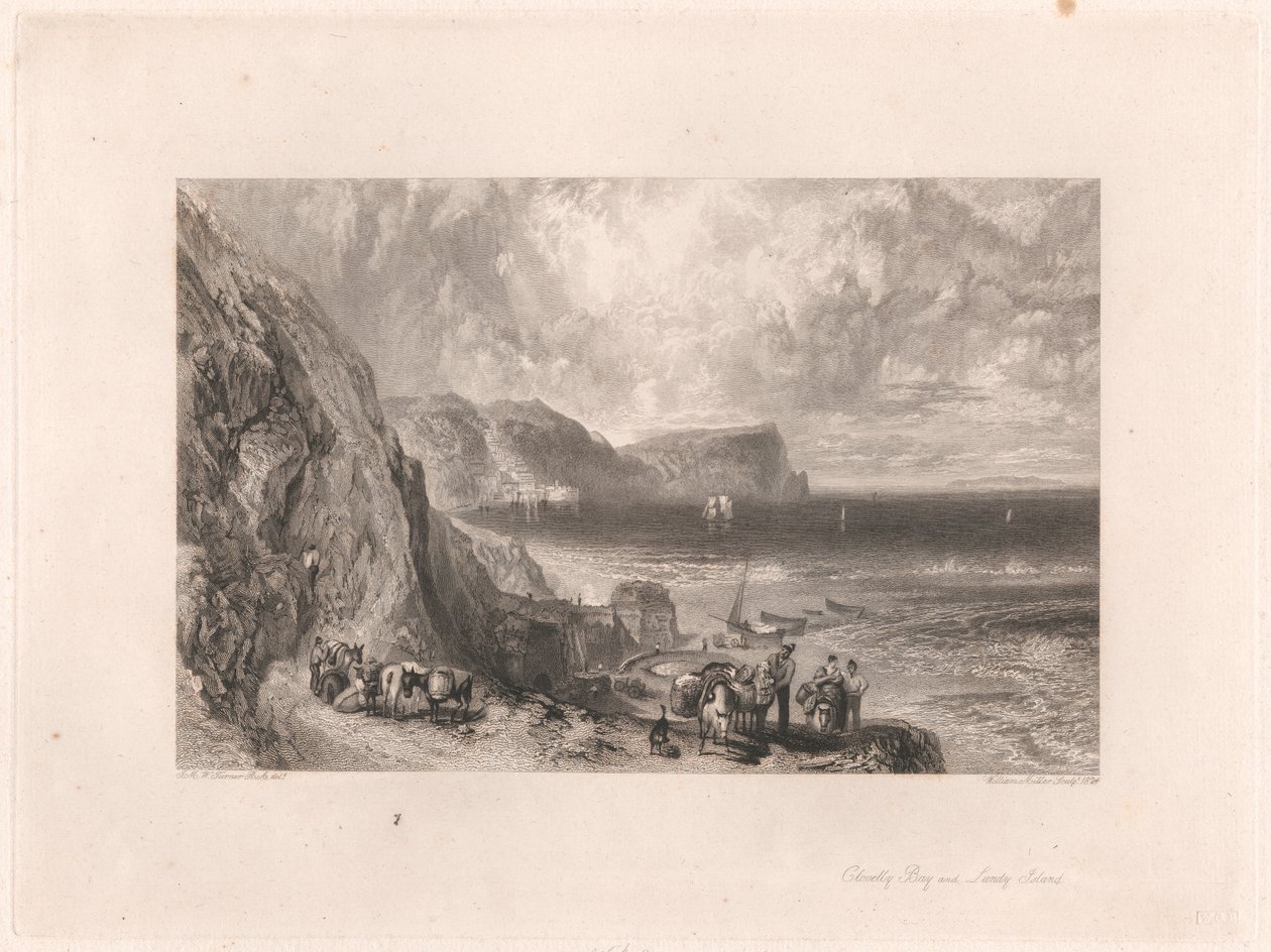 Clovelly Bay a ostrov Lundy od William Miller
