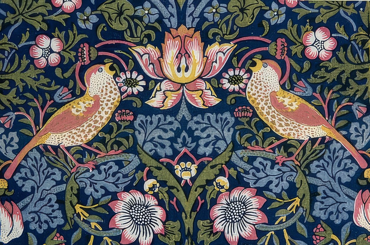 Zloděj jahod. Dekorační látka (detail). 1883 od William Morris