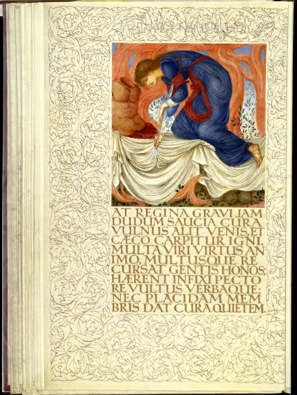 Dido se bodla, otevření IV. knihy Vergiliovy „Aeneidy“ od William Morris