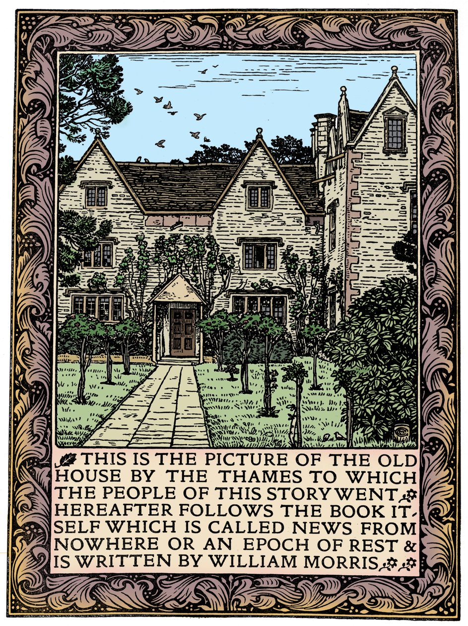 Kelmscott Manor, Gloucestershire, přední strana News from Nowhere, c1892 1901 od William Morris