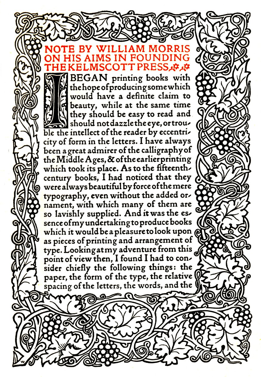 Kelmscott Press: Stránka vytištěná zlatým písmem, kolem roku 1895, 1914 od William Morris