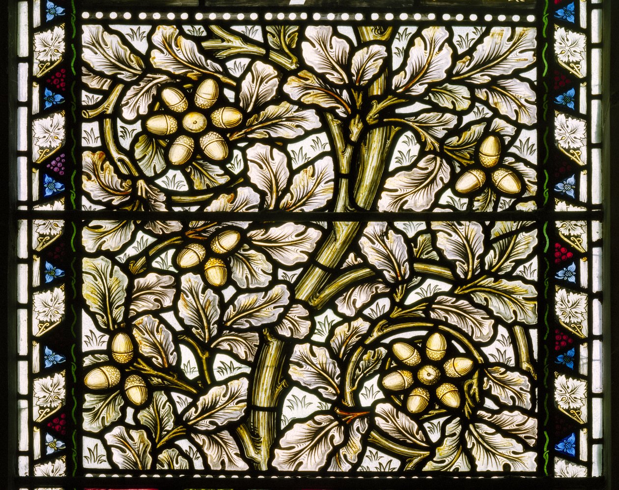 Kirkcaldy Old Kirk, Morris & Co., William Morris, Acorns & Oak Leaves, 1886 od William Morris