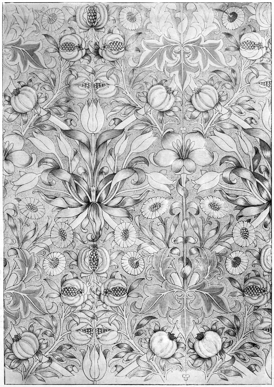 Tapeta se vzorem lilie a granátového jablka, 1887 1934. od William Morris