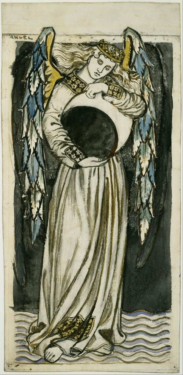 Noční anděl držící ubývající měsíc od William Morris
