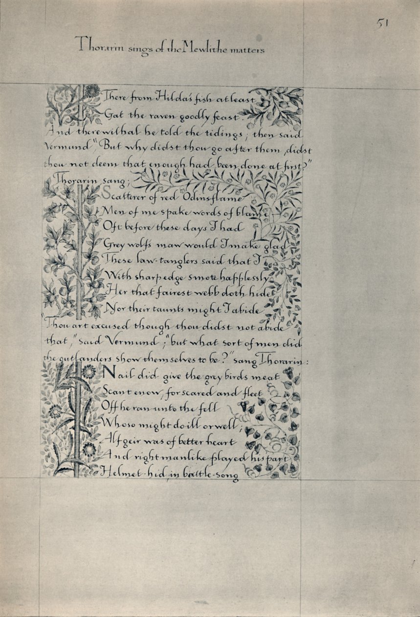 Stránka z Příběhu obyvatel Eyr, 1871. od William Morris