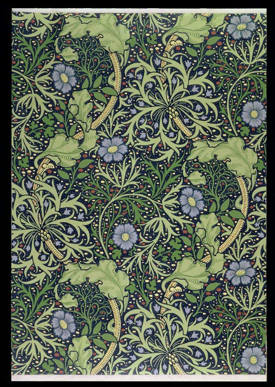 Design tapety s mořskými řasami, vytiskl John Henry Dearle (1860-1932), 1901 (tapeta) od William Morris