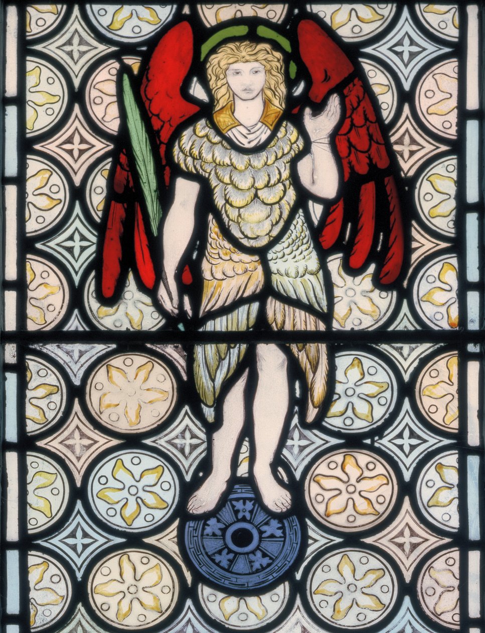 Seraf nebo anděl, navržený 1865 (vitráže) od William Morris