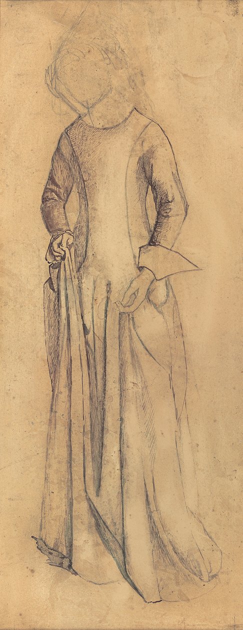 Studie na „La Belle Iseult“ (tužka, pero, hnědý inkoust a praní na papíře) od William Morris