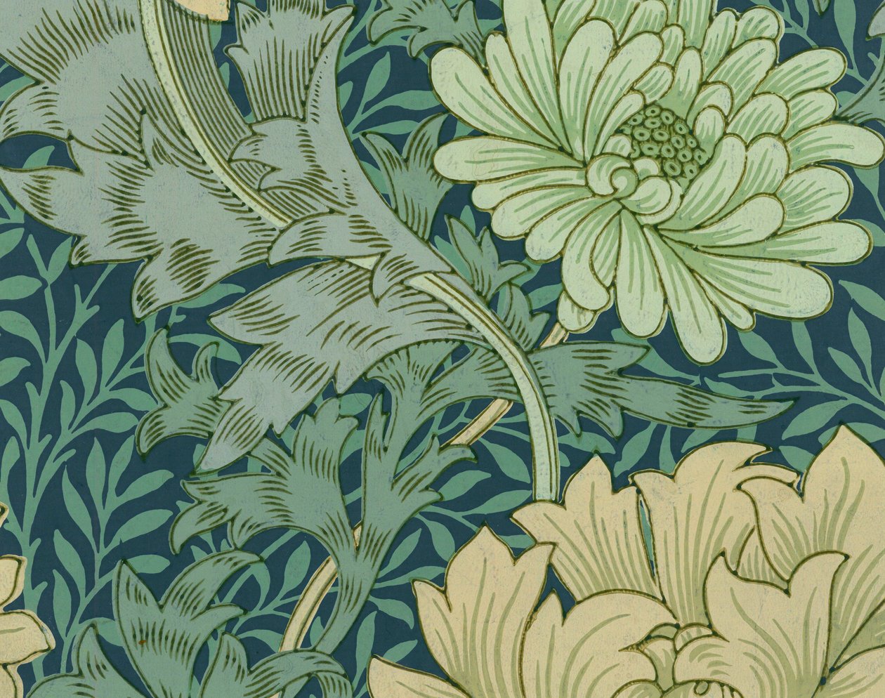 Vzorek tapety William Morris s chryzantémou od William Morris