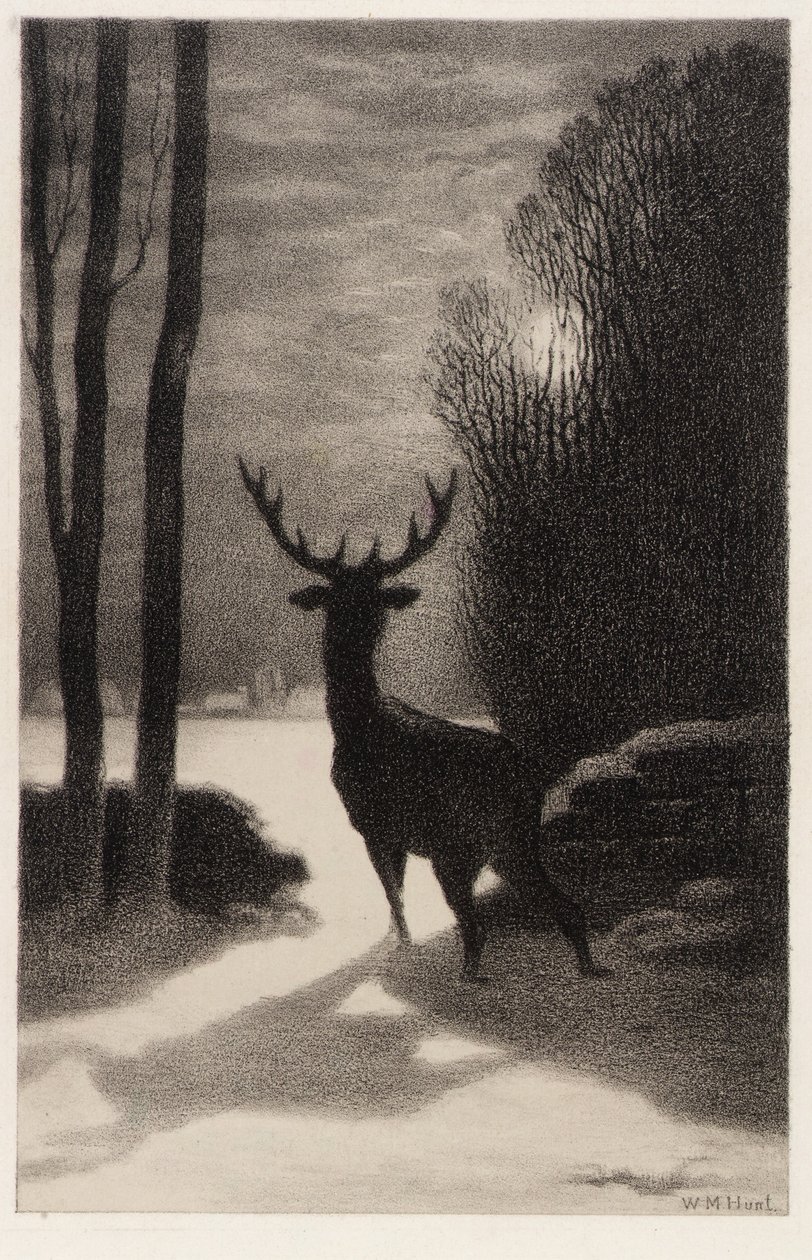 Jelen v měsíčním světle od William Morris Hunt