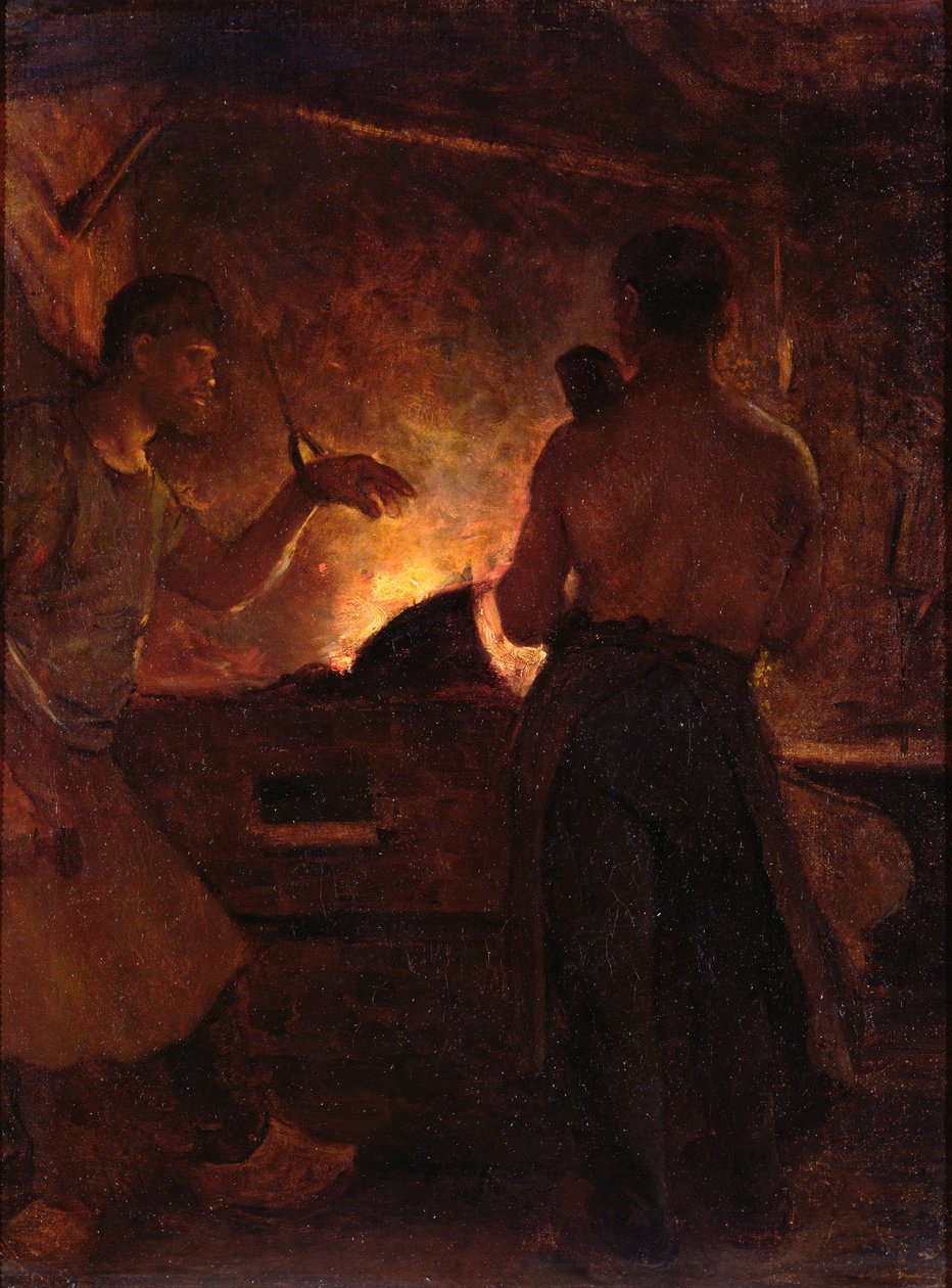 Kovárna, asi 1855 (olej na plátně) od William Morris Hunt