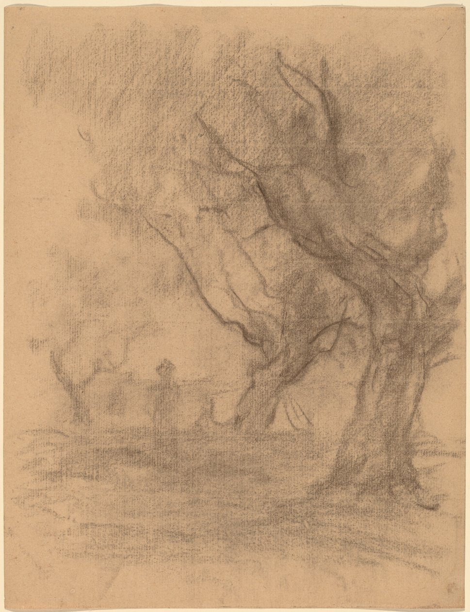 Žena stojící pod dvěma stromy od William Morris Hunt