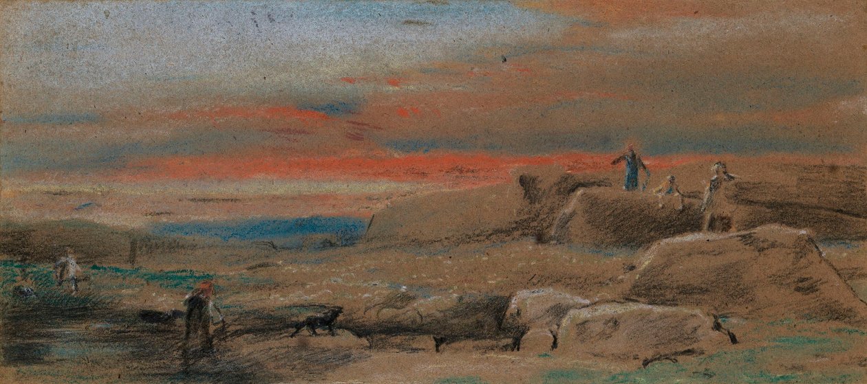 Postavy mezi skalami při západu slunce od William Mulready