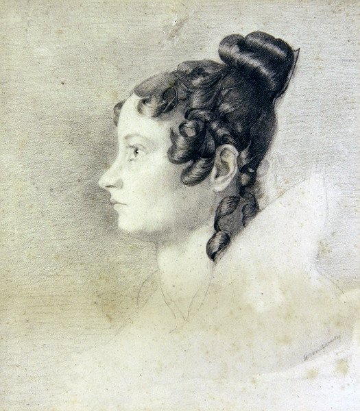 Portrét Charlotte Rolfe (tužka a barevná tužka na papíře) od William Mulready