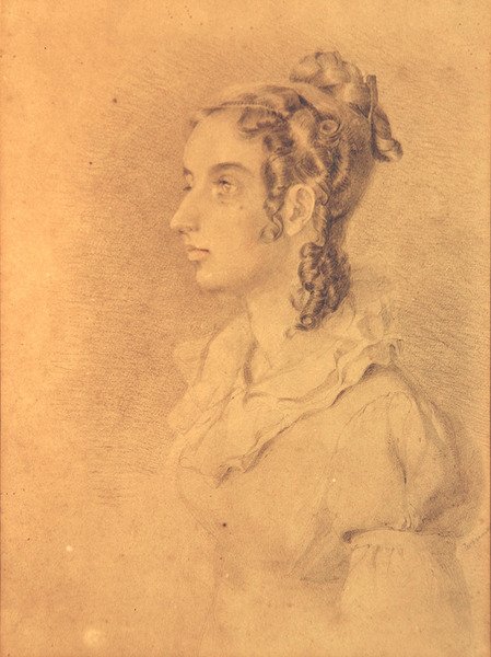 Portrét dámy (tužka a barevná tužka na papíře) od William Mulready