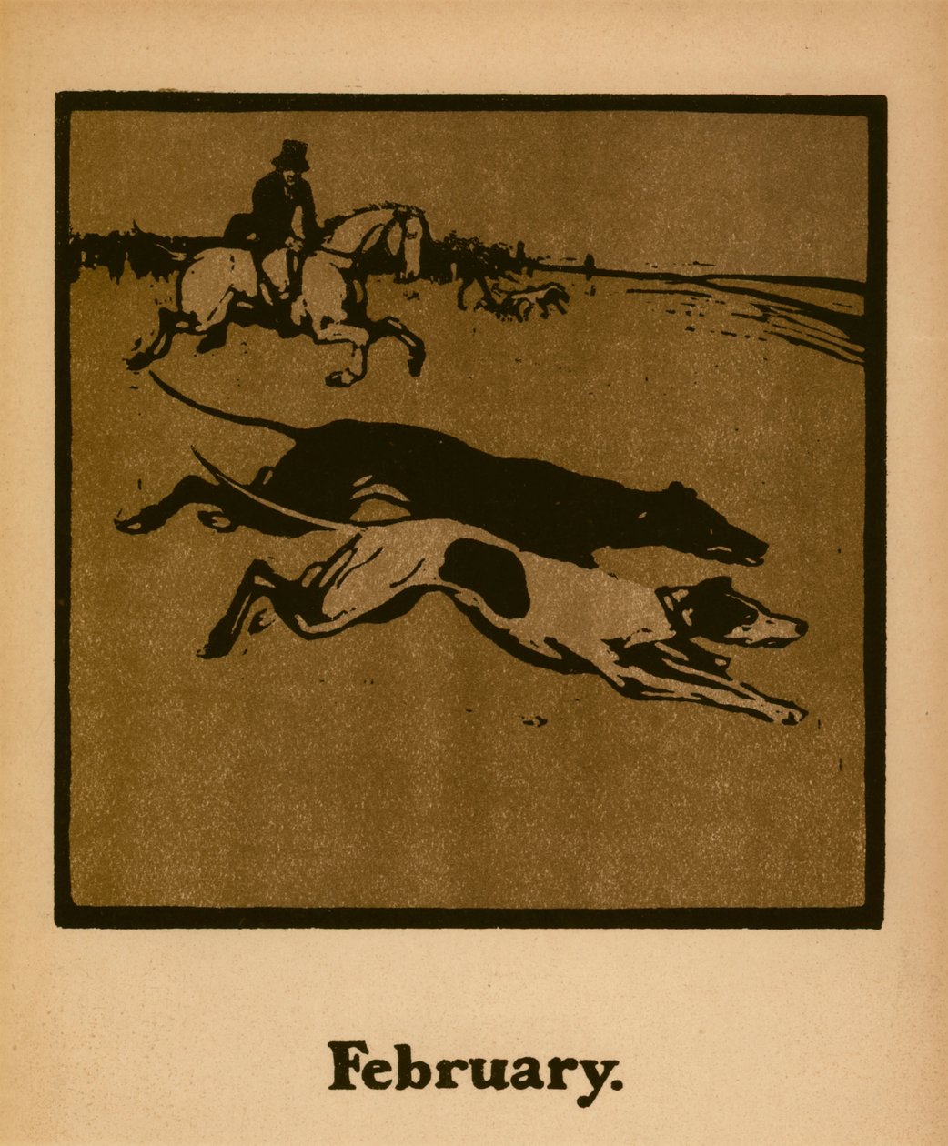 Coursing (únor), kolem 1898 (barevné lito) od William Nicholson