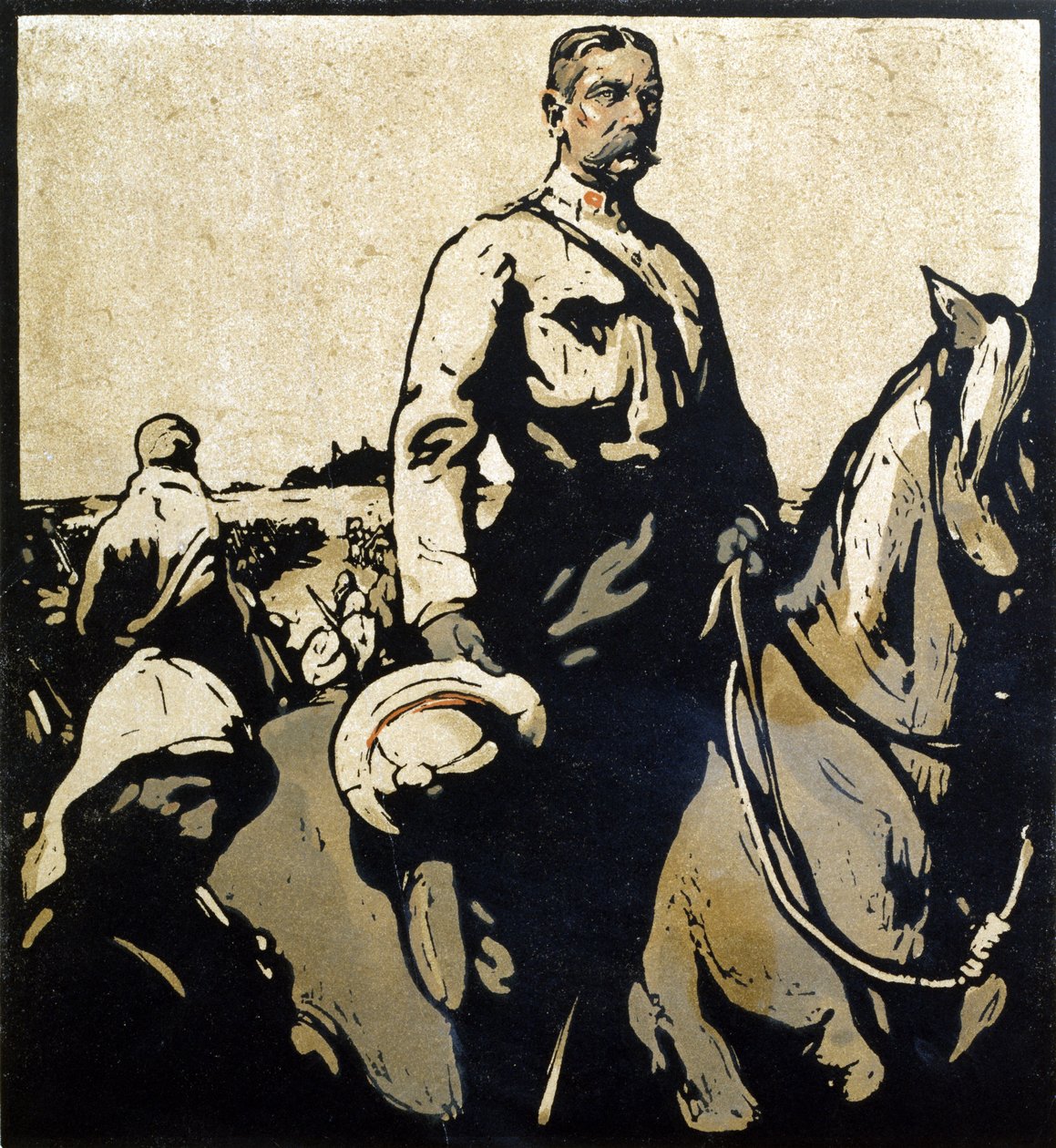 Lord Kitchener (1850-1916) ilustrace z „Dvanáct portrétů – druhá řada“, vydané v roce 1899 (ručně kolorovaný dřevěný blok) od William Nicholson