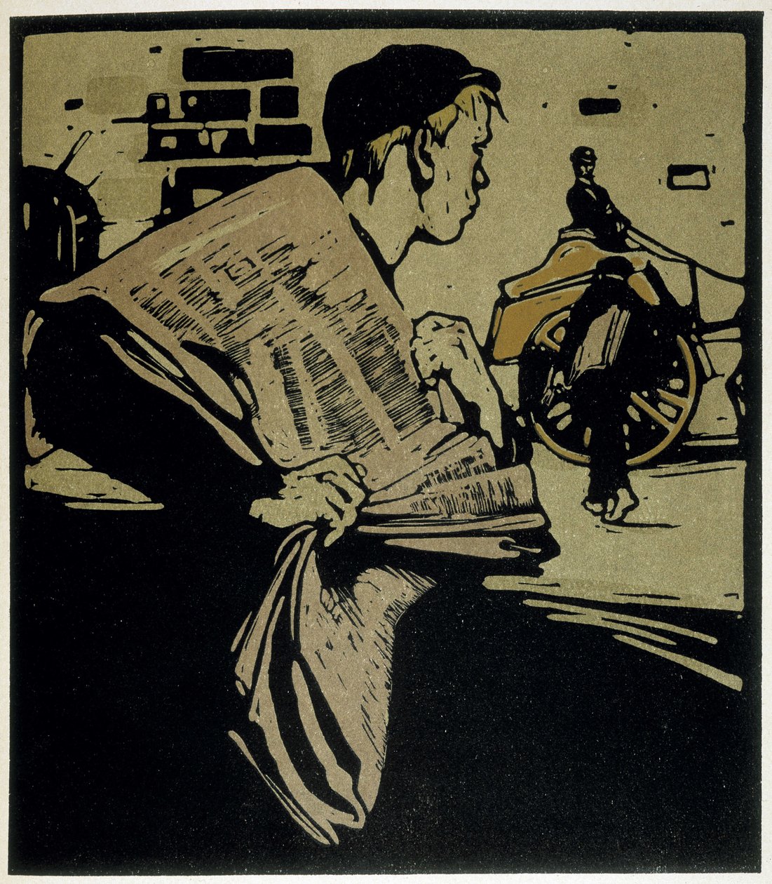 Newspaper Crier, Londýn - v „“ Types of London“ od Williama Nicholsona (1872-1949), ed Floury od William Nicholson