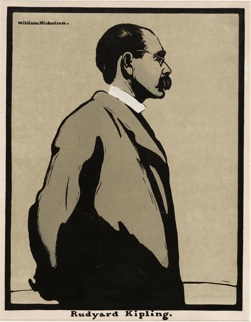 Rudyard Kipling (1865 - 1936), hospoda. 1899 (barevná litografie) od William Nicholson