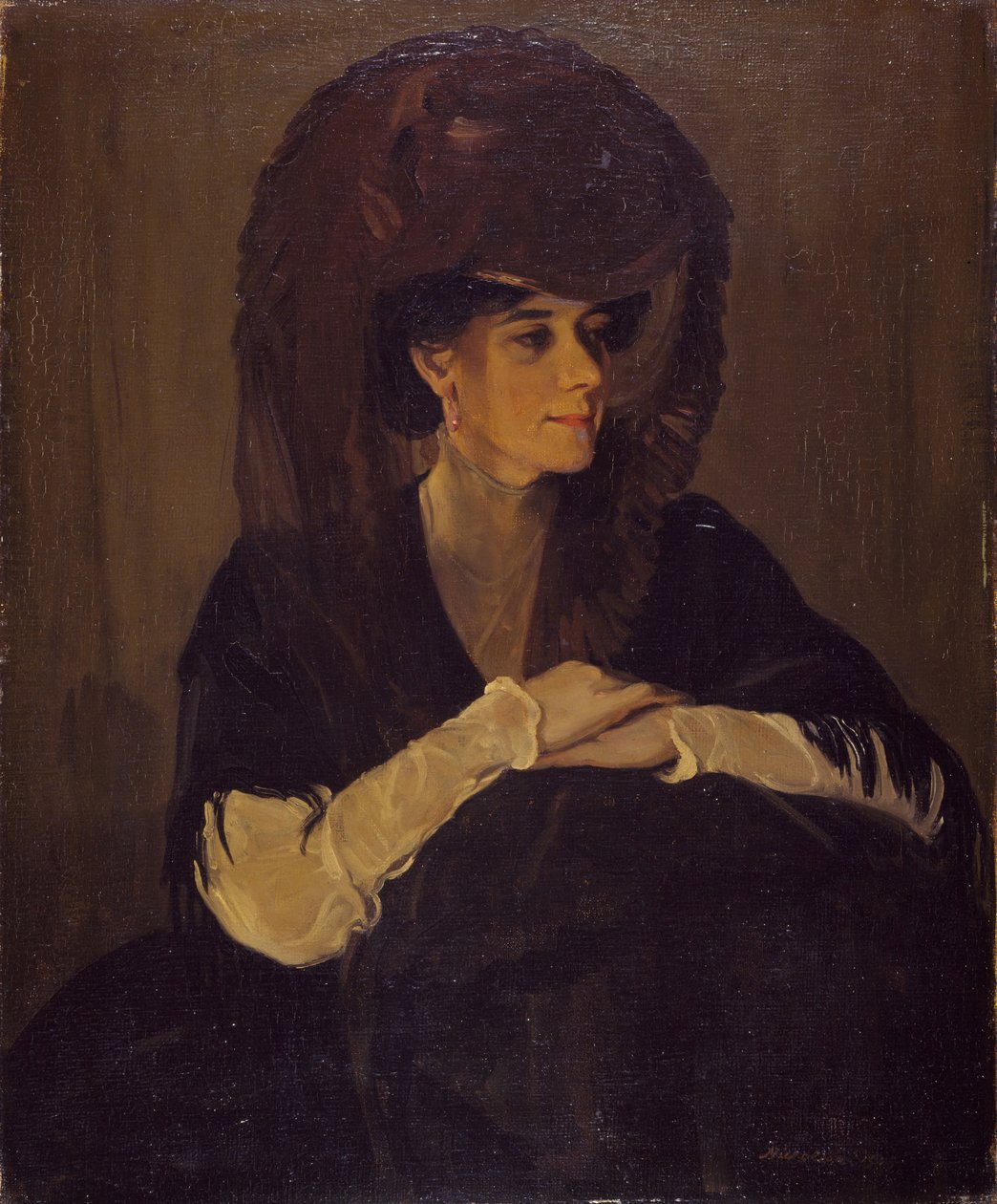 Hnědý závojový portrét paní Harrington Mann, 1905. od William Nicholson