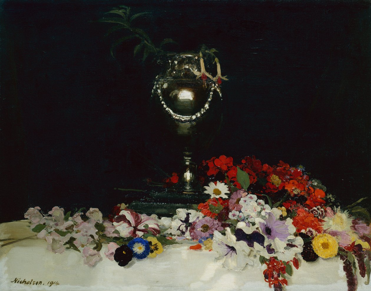 Urna a květiny na stole od William Nicholson