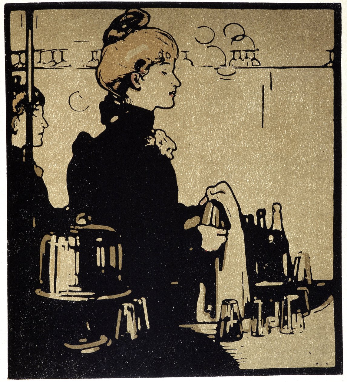 Young Woman Bartender, London – in „“ Types of London“ od Williama Nicholsona (1872-1949), ed Floury od William Nicholson