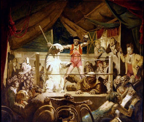Člověk versus zvíře, aneb Veletrh v Neuilly (olej na plátně) od William Orpen