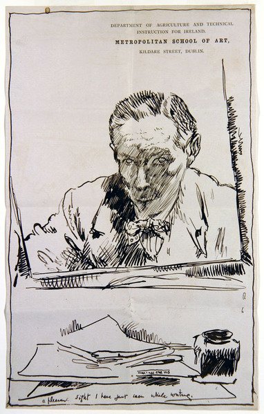 Autoportrét při pohledu do zrcadla (pero a inkoust na papíře) od William Orpen