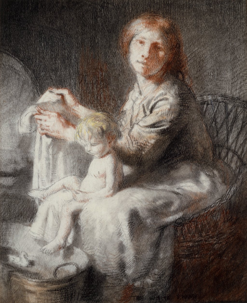 The White Swan (Grace and Kit) (pastel a černá pastelka) od William Orpen