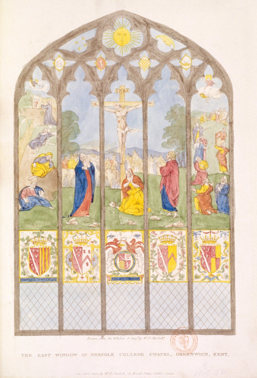 Východní okno Norfolk College Chapel, Greenwich, Londýn, 1804 od William P Sherlock