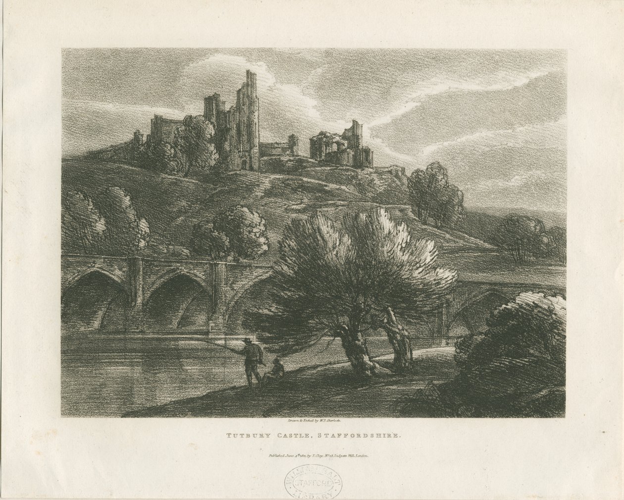 Hrad Tutbury - South View: zinkograf, nd [c 1811] od William P Sherlock