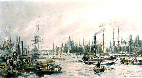 London Bridge from the Pool (litho) od William Parrott