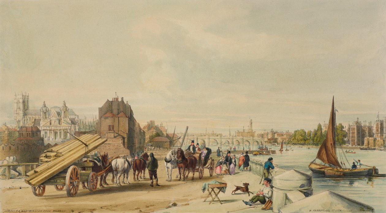 Millbank, Westminster, Londýn, 1840. od William Parrott