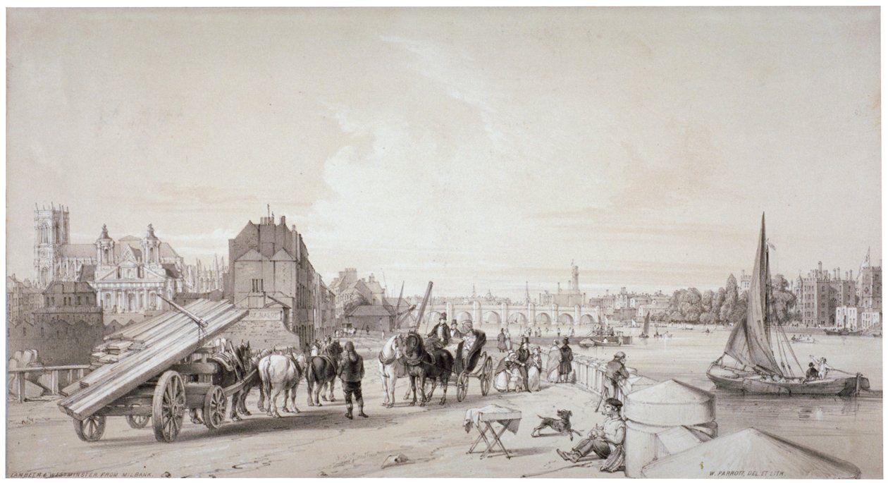 Millbank, Westminster, Londýn, 1841 od William Parrott
