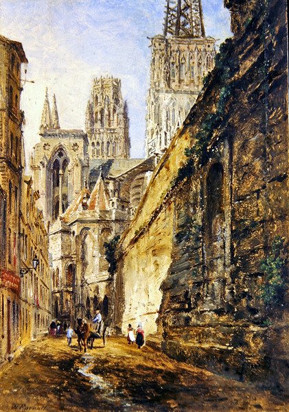 Katedrála v Rouen, kolem roku 1860 (olej na papíře položený na palubě) od William Parrott