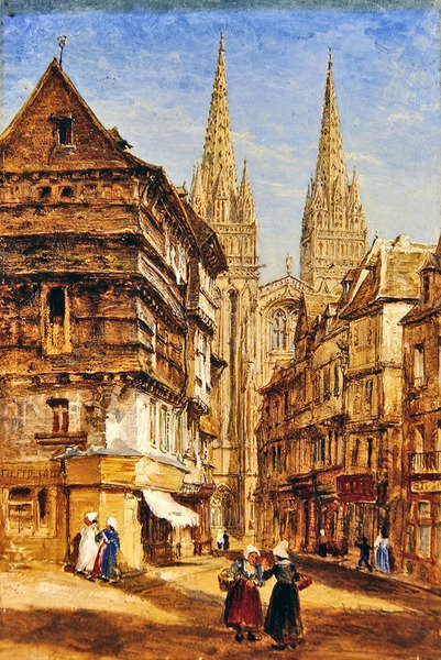 St Corentin of Quimper Cathedral, c.1860 (olej na papíře položený na desce) od William Parrott