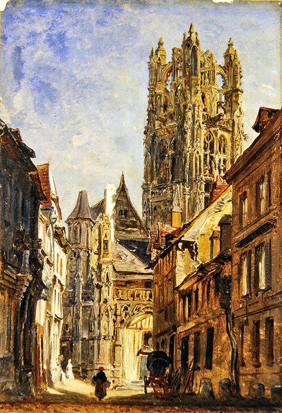 St Laurent Church, Rouen, c.1860 (olej na papíře položený na desce) od William Parrott