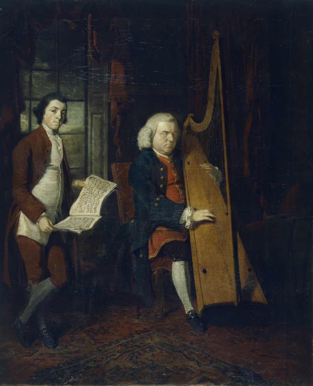 John Parry, slepý harfista s asistentem (olej na plátně) od William Parry