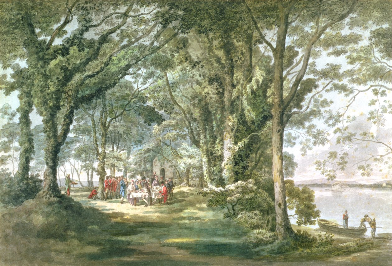 Krajina s postavami na večeři pod širým nebem, 1760-1782 od William Pars