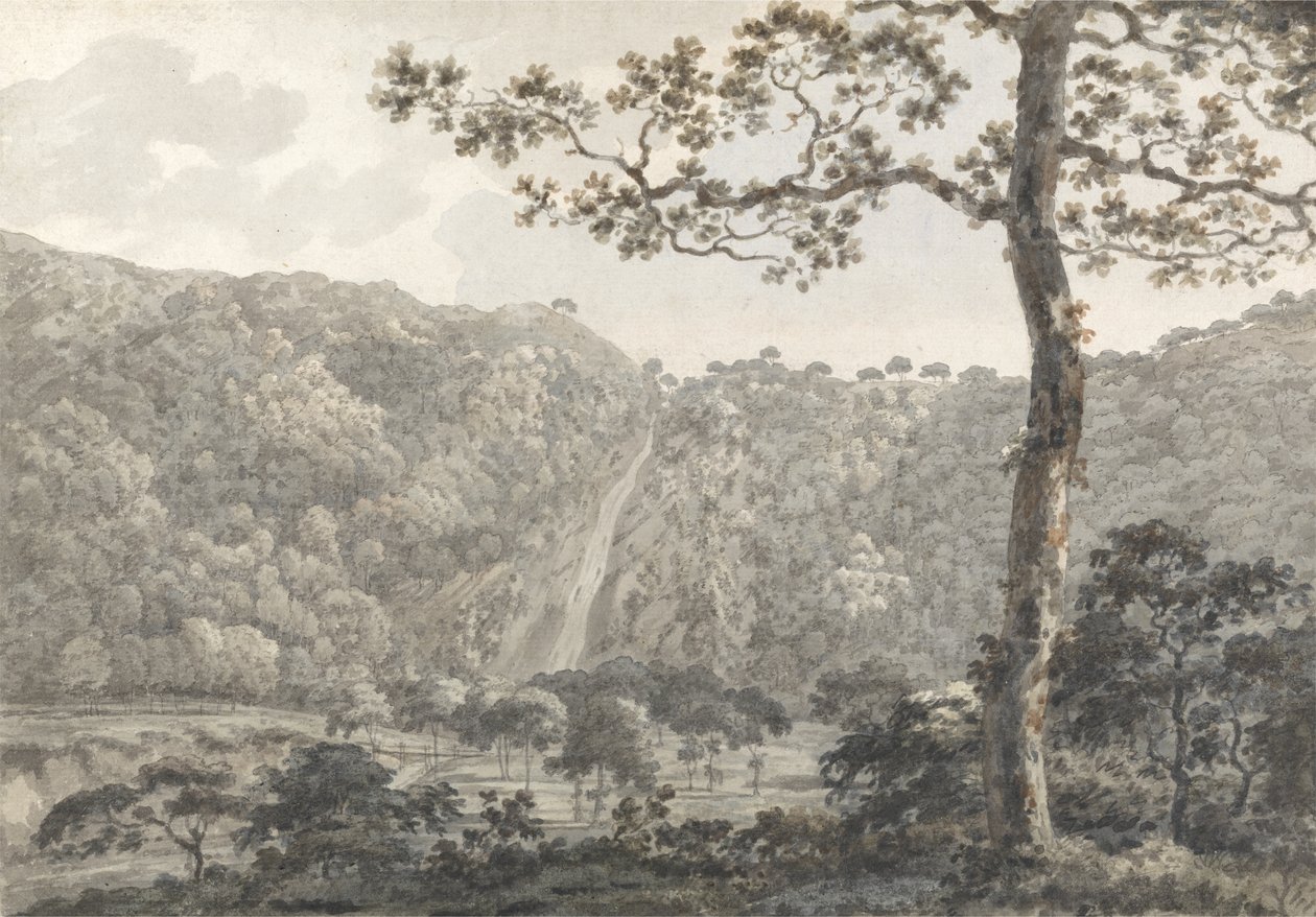 The Falls at Powerscourt, Co. Wicklow, Irsko (wc na papíře) od William Pars