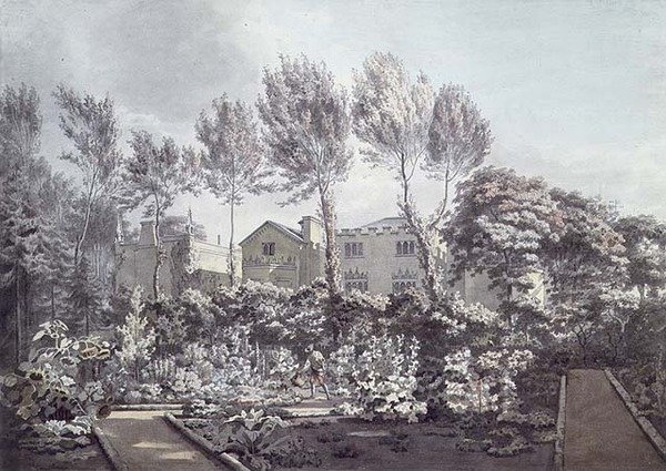 Zahrada na Strawberry Hill, cca 1780 (akvarel na papíře) od William Pars