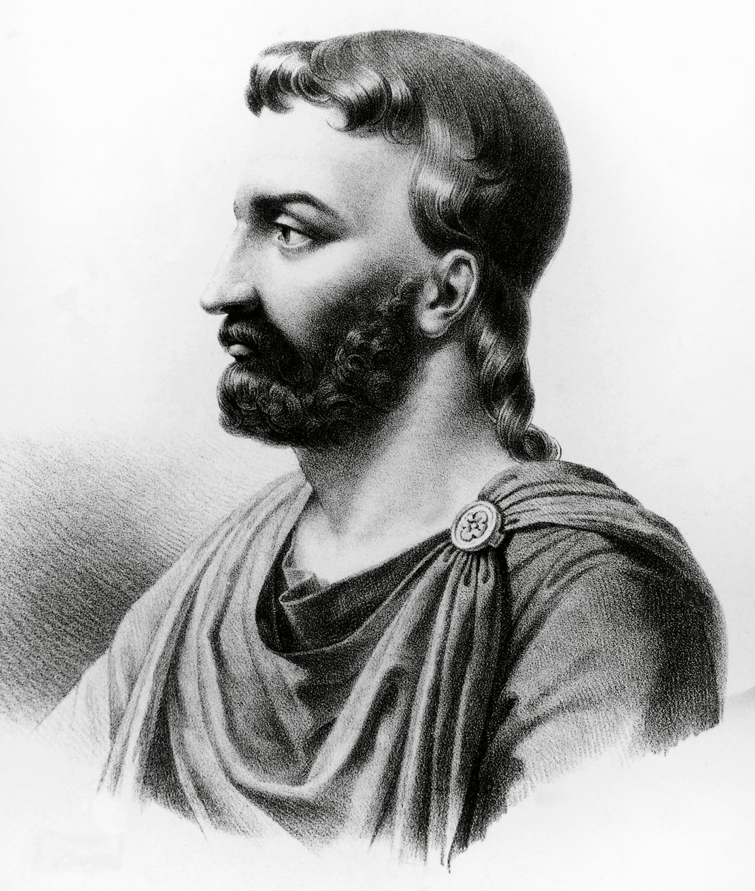 Portrét Aulus Cornelius Celsus (25 př. nl-50 n. l.), latinský spisovatel, římský encyklopedista a lékař, rytina z 19. století od Nicolas Toussaint Charlet