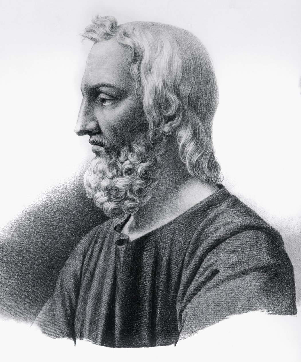 Portrét Pedanius Dioscorides (cca 40-cca 90), řecký lékař, botanik a lékárník, rytina od Nicolas Toussaint Charlet