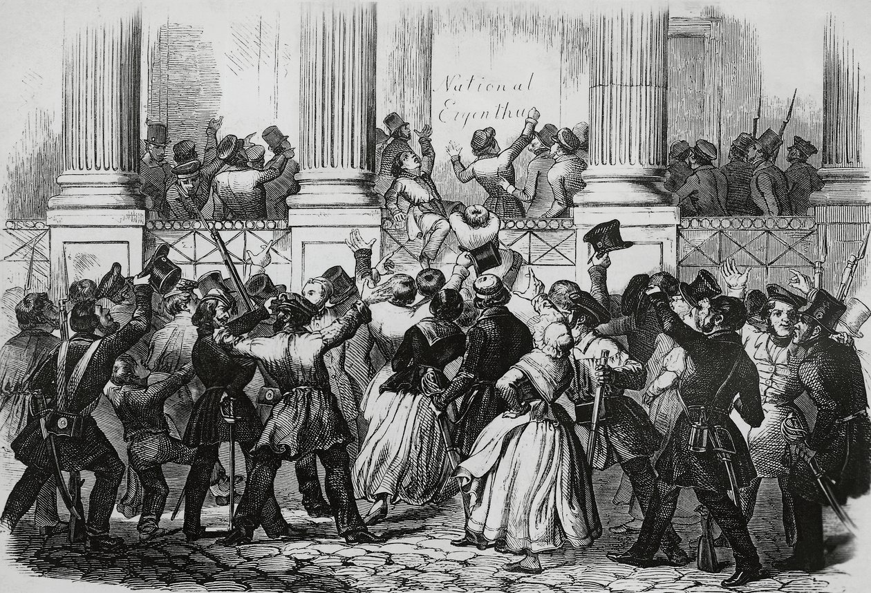 Revoluce v Berlíně před palácem Viléma I., březen 1848, Německo od Nicolas Toussaint Charlet