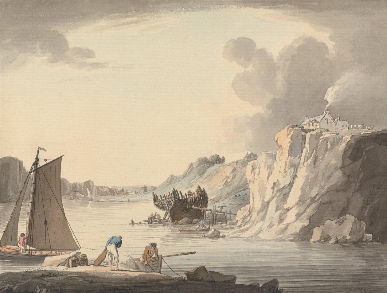 Vstup do Stonehouse Creek, mezi Plymouthem a Dockem, Devon od William Payne