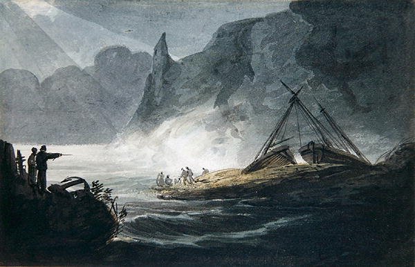 Skalnatá pobřežní scéna (akvarel na papíře) od William Payne