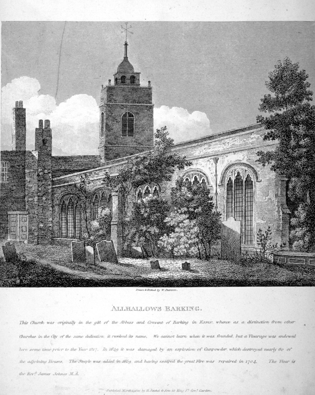 Kostel All Hallows-by-the-Tower, Londýn, 1810 od William Pearson