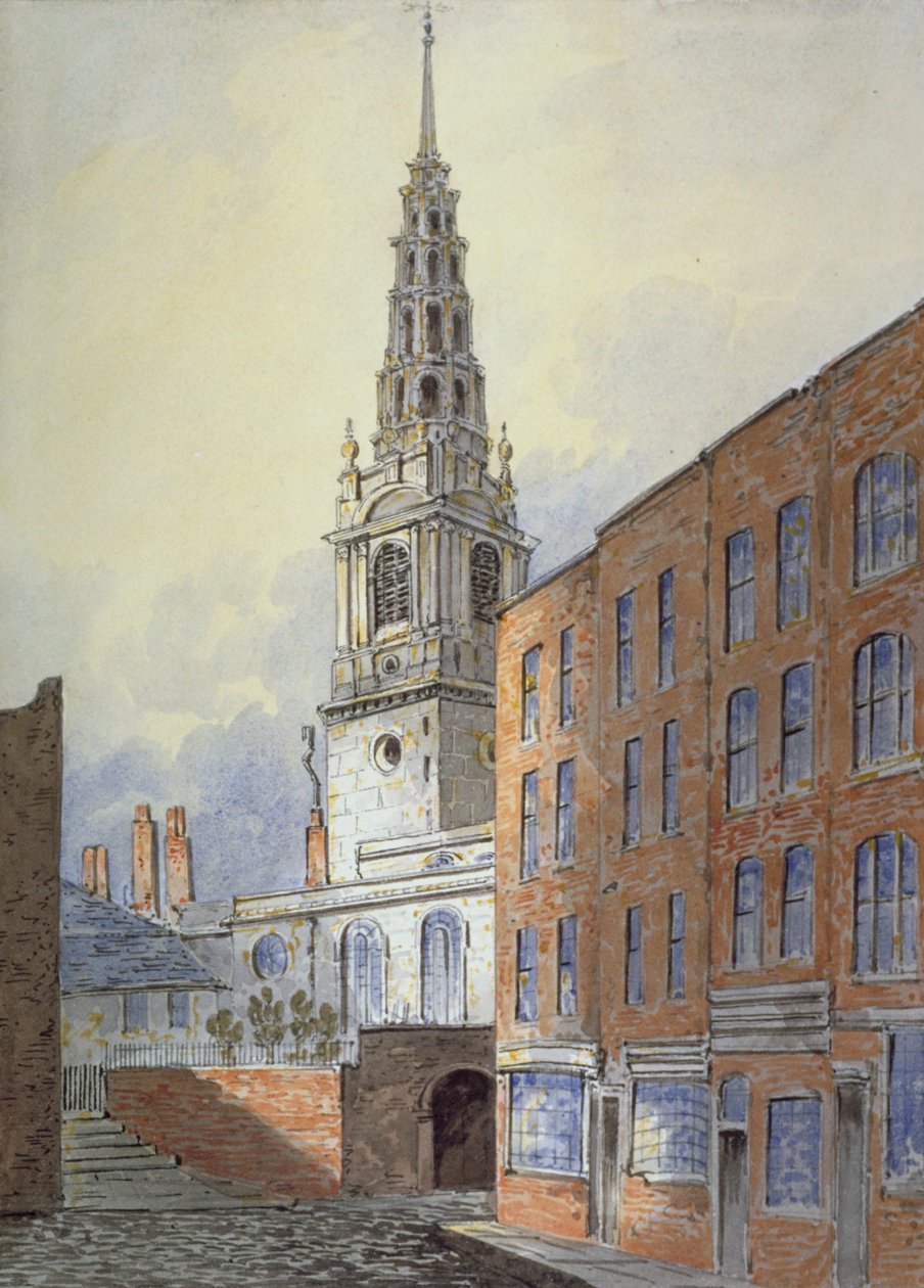 Kostel St Bride, Fleet Street, City of London, c1815 od William Pearson