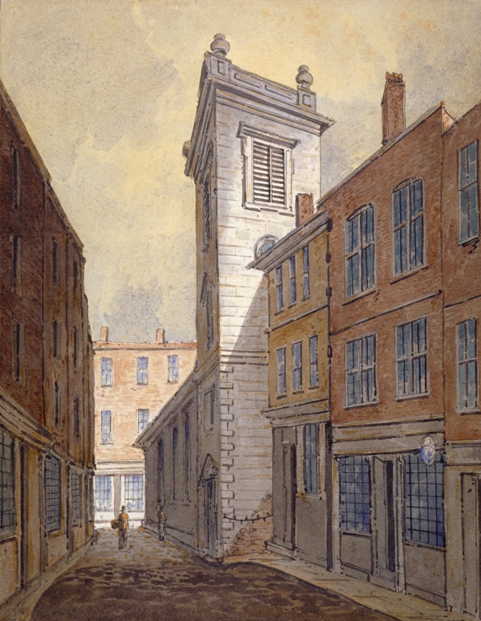 Kostel St George Botolph Lane z George Lane, City of London, c1813 od William Pearson