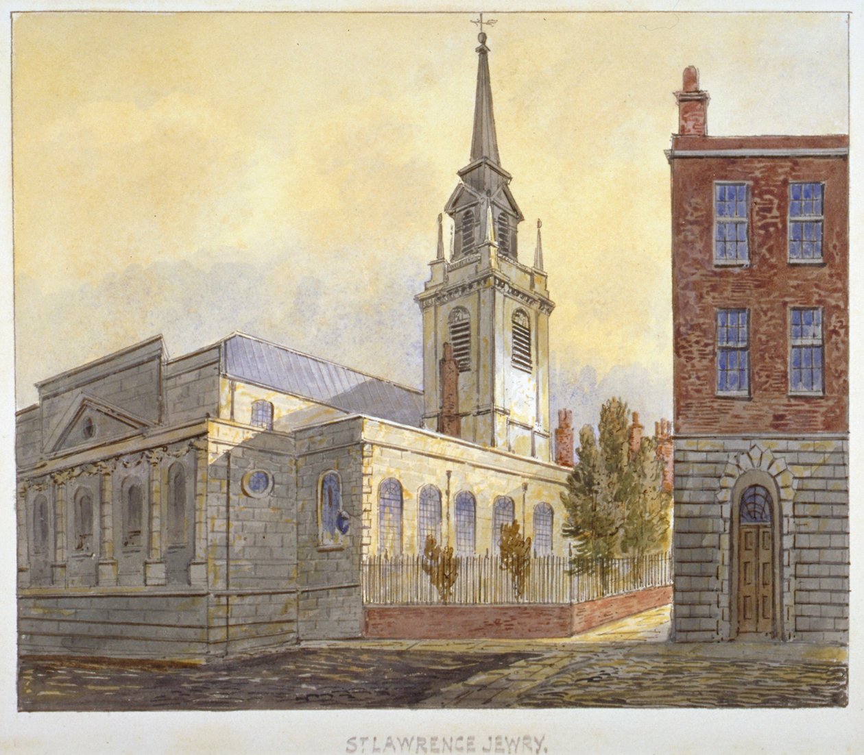 Kostel svatého Vavřince Židů z Guildhall Yard, City of London, 1810. od William Pearson